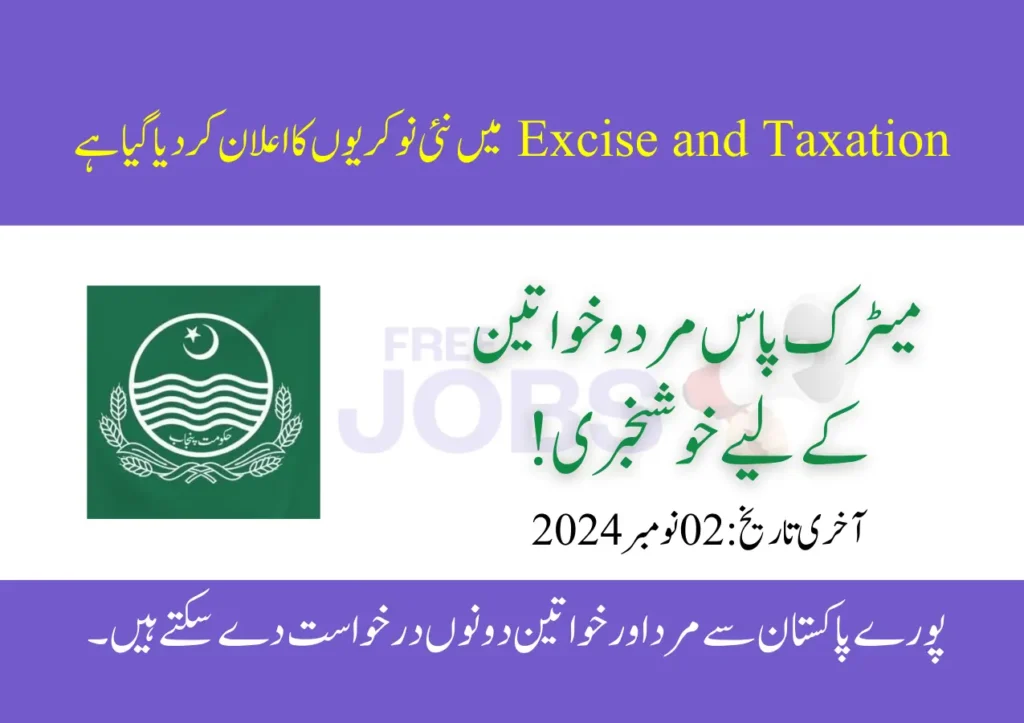 Excise and Taxation Jobs 2024